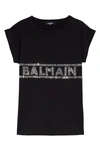 BALMAIN KIDS' CRYSTAL LOGO T-SHIRT DRESS,6P1240 J0006