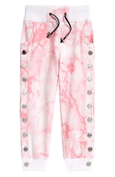 Balmain Kids' Side Snap Tie Dye Sweatpants In White,pink