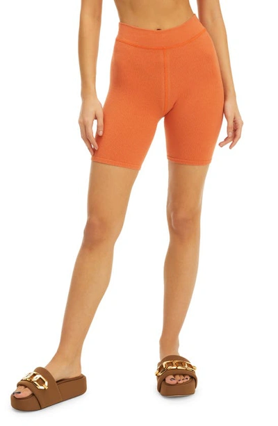 Good American Chunky Rib Bike Shorts In Cinnamon001