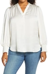 Vince Camuto Plus Size V-neck 3/4-sleeve Blouse In New Ivory