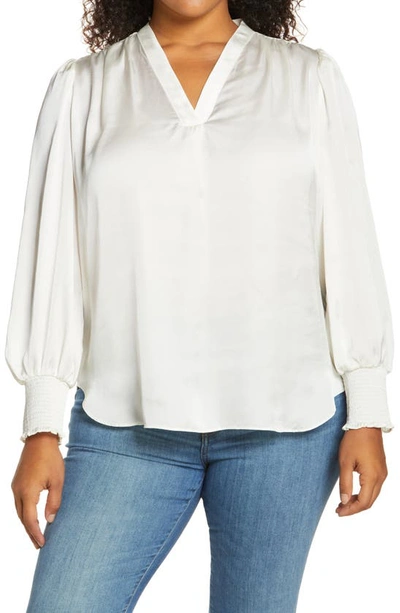 Vince Camuto Plus Size V-neck 3/4-sleeve Blouse In New Ivory