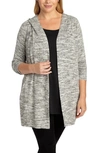 Adyson Parker Jacquard Hooded Tie Front Cardigan In Black And White Combo