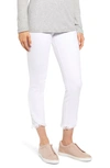 Lyssé Fringe Tulip Hem Denim Leggings In White