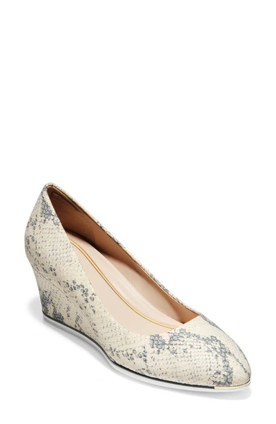 Cole Haan Grand Ambition Wedge Pump In Chalk Python Print Leather