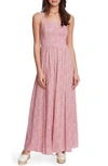 1.state Ditsy Tie Back Maxi Dress In Passion Pink