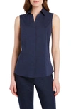 Foxcroft Taylor Sleeveless Non-iron Stretch Shirt In Navy