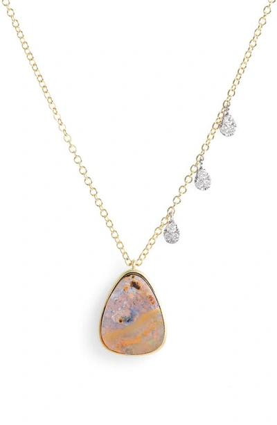 Meira T Boulder Opal & Diamond Pendant Necklace In Yellow Gold/ Opal