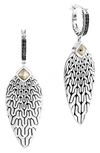 John Hardy Radial Sterling Silver, Black Sapphire, Black Spinel And Pyrite Classic Chain Drop Hoop Earrings In Silver