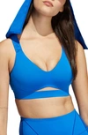 Adidas X Ivy Park Ivy Park Cut Out Bra Top In Blue