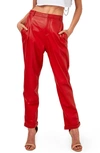 As By Df The Denise Recycled Leather Ankle Trousers In Coco Red