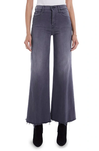 Mother The Tomcat Roller Frayed Wide Leg Jeans In Charcoal