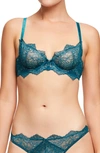 Dita Von Teese Metallic Lace Underwire Bra In Lucitre Blue