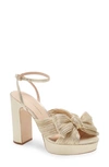 Loeffler Randall Natalia Pleated Knot Platform Sandals In Platinum