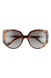 Loewe 57mm Oversize Cat Eye Sunglasses In Blonde Havana / Gradient Smoke