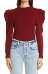 Frame Puff Shoulder Cashmere Sweater In Oxblood