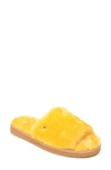 Minnetonka Faux Fur Slide Slipper In Goldenrod