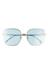 Fendi 59mm Square Metal Sunglasses In Gold/blue