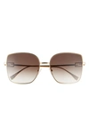 Fendi Iconic Baguette Square Metal Sunglasses In Gold/brown Gradient