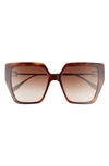 Fendi 55mm Butterfly Sunglasses In Blonde Havana / Gradient Brown