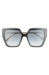 Fendi 55mm Logo Butterfly Sunglasses In Black