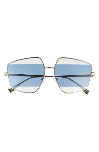 Fendi 60mm Stripe Lens Sunglasses In Gold / Blue