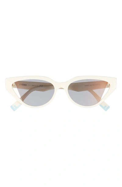 Fendi 52mm Cutout Cat Eye Sunglasses In Ivory / Smoke Mirror