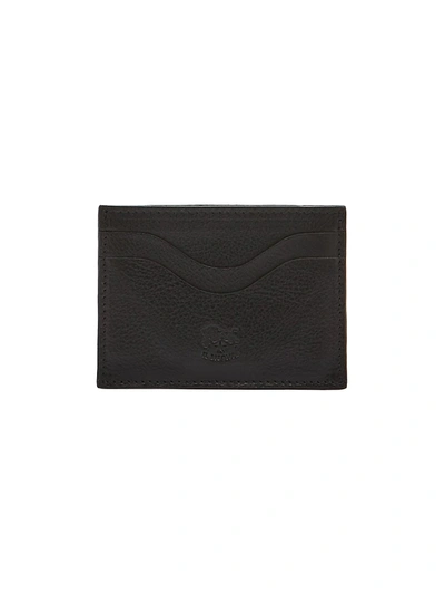 Il Bisonte Baratti Metallic Leather Card Case In Nero