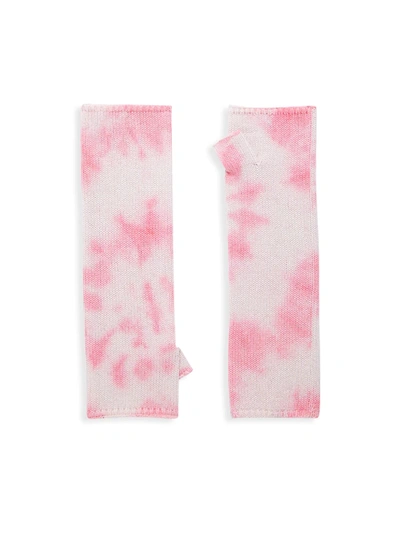 Carolyn Rowan Collection Long Cashmere Tie Dye Fingerless Gloves In Pink