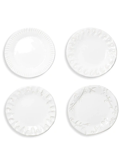 Vietri Incanto Stone 4-piece White Assorted Canape Plates Set
