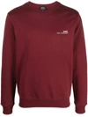 Apc Logo Detail Cotton Jersey Sweatshirt In Red