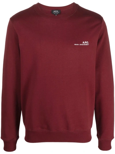 Apc Logo Detail Cotton Jersey Sweatshirt In Red