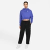 Nike Women's Sportswear Essential Zipper Cropped Fleece Hoodie In Lapis/heather/white