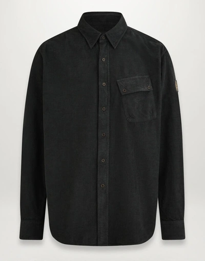 Belstaff Pitch Logo-appliquéd Garment-dyed Cotton Oxford Shirt In Black