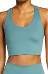 Zella Studio Lite Longline Bra In Teal Titanic