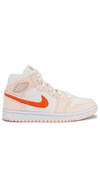 Jordan Air  1 Mid Se "corduroy" Sneakers In Sail  Orange  Orange Quartz  & White