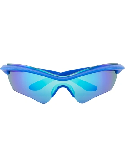 Mykita X Maison Margiela Gradient-lens Sunglasses In 330 Md30 International Blue | Turquoise Flash Mm Shield