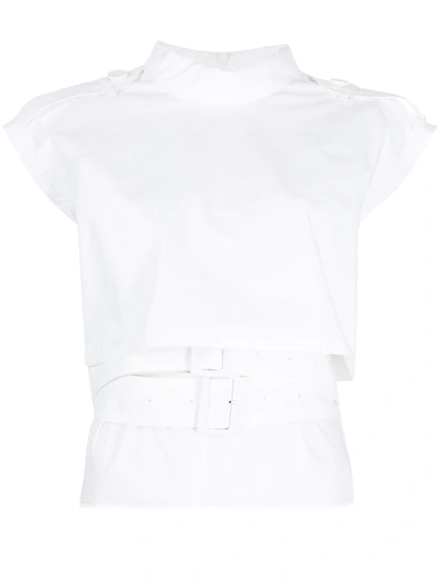 Mm6 Maison Margiela Layered-detail T-shirt In Weiss