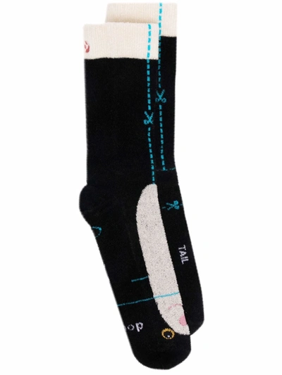 Doublet Pattern-knit Socks In 黑色