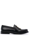MOSCHINO M LOGO-PLAQUE ALMOND-TOE LOAFERS