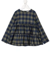 Il Gufo Gingham-check Smocked Blouse In 蓝色