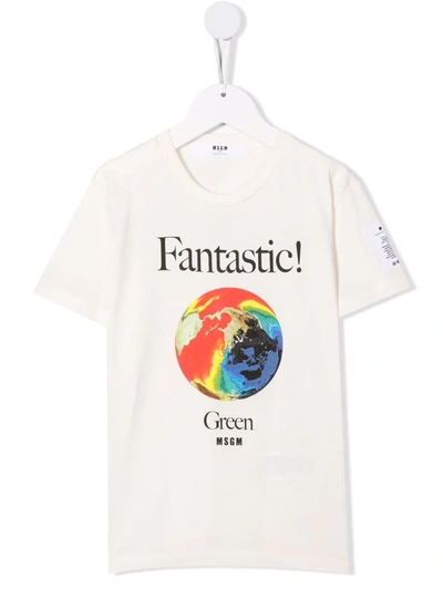 Msgm Planet Print T-shirt In 中性色