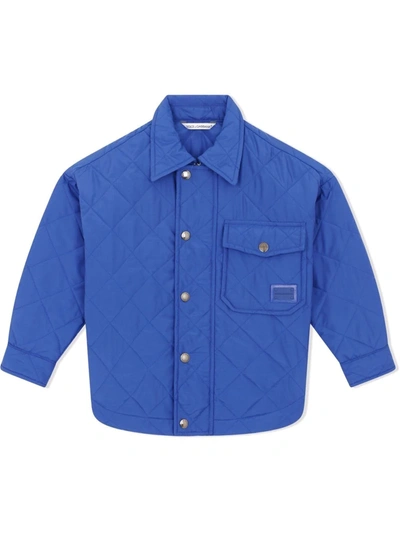 Dolce & Gabbana Kids' Quilted Chest-pocket Jacket In Blue