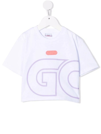 Gcds Kids' Logo-print Cotton T-shirt In White
