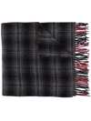 Woolrich Double Wool Check Grey Scarf In Grey