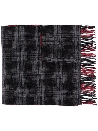 Woolrich Double Wool Check Grey Scarf