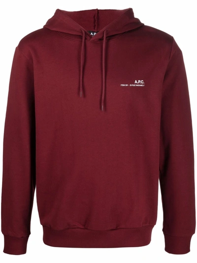 Apc Logo-print Cotton Hoodie In Red