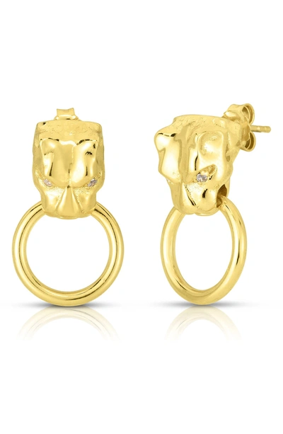 Sphera Milano 14k Gold Vermeil Cz Door Knocker Earrings In Yellow Gold