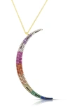Sphera Milano Shpera Milano 14k Gold Vermeil Rainbow Cz Crescent Moon Pendant Necklace In Yellow Gold