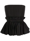 Alex Perry Strapless Peplum Silk Bustier In Black
