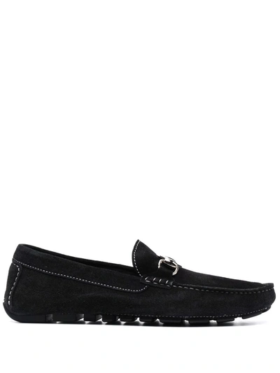 Philipp Plein Suede Logo Plaque Moccasins In 黑色